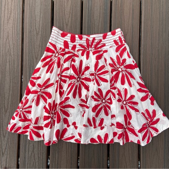Vintage Twenty One Red & White Midi Cotton Skirt Size S Floral Boho Twee - Picture 2 of 6